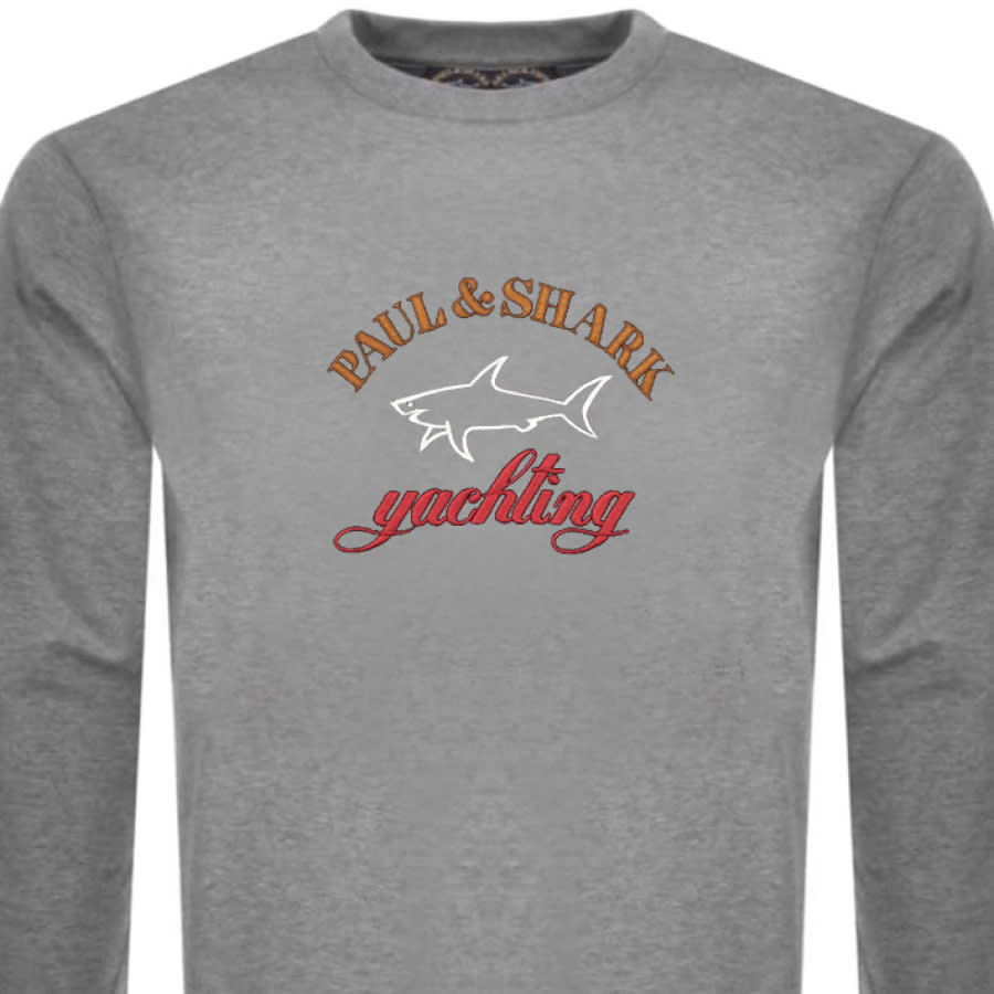 Alternative Image for ProductPaul And Shark Crew Neck Logo Sweatshirt Grey2